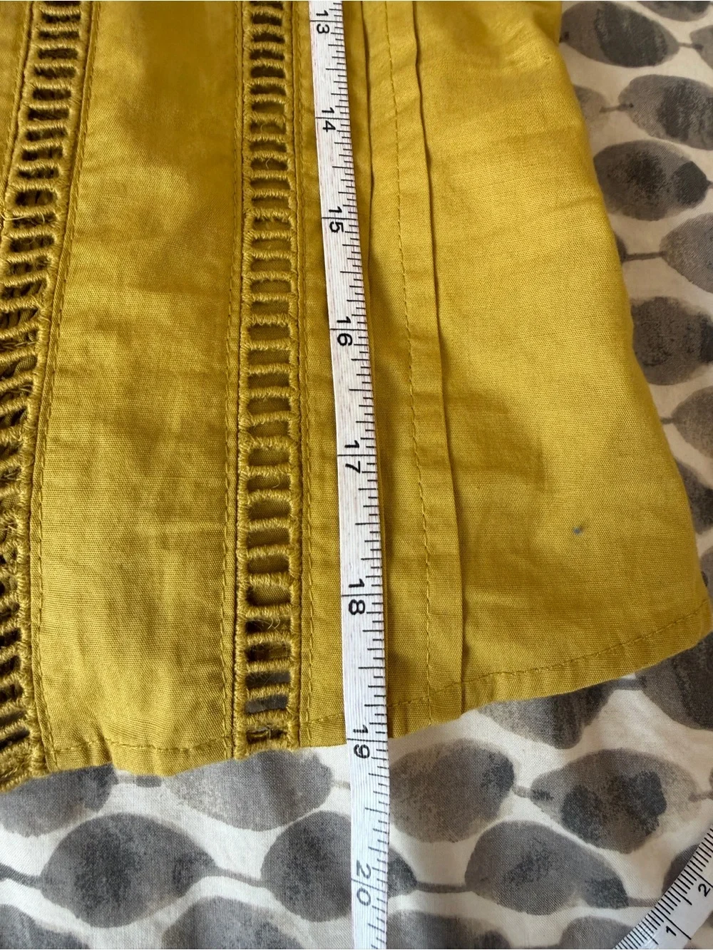 Free People Olive Mustard V-Neck Eyelet Blouse NWT XS